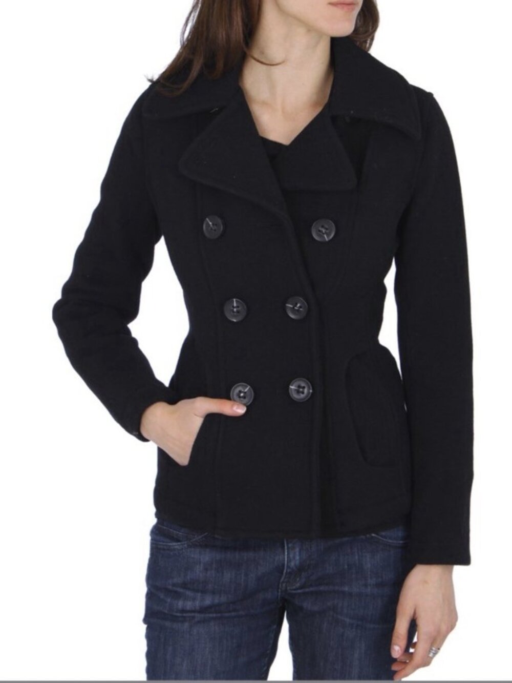 I Spiewak & Sons Pea Coat Women's Large Black Wool Runs Small Insulated Jacket